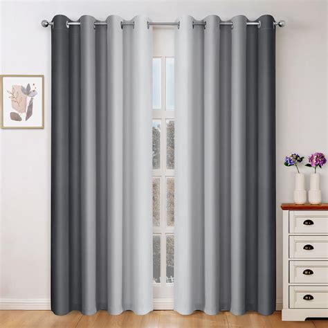 homeideas gray grey ombre blackout curtains     length