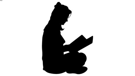 2d Silhouette Side Woman Sitting Reading 3d Warehouse