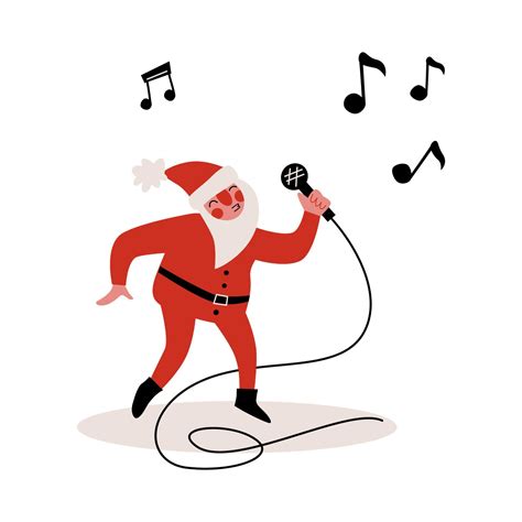 Santa Claus With Microphone Singing Songs 9587848 Vector Art At Vecteezy