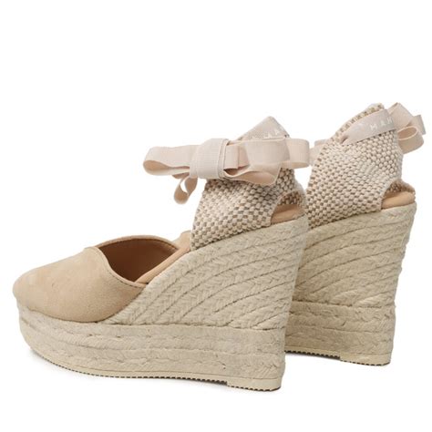 Manebi Heart Shaped Wedge Espadrilles M Wh Beige