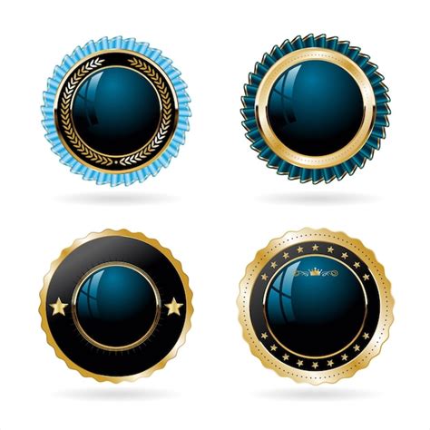 Premium Vector Collection Of Black Blue And Gold Quality Badges And