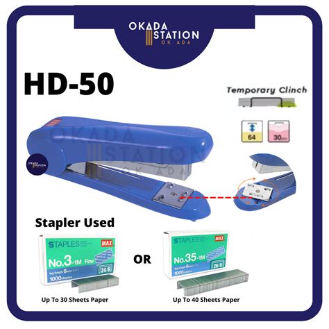 Max Stapler Hd50 Pengokot Max No50 Hd 50 Office Stapler Paper