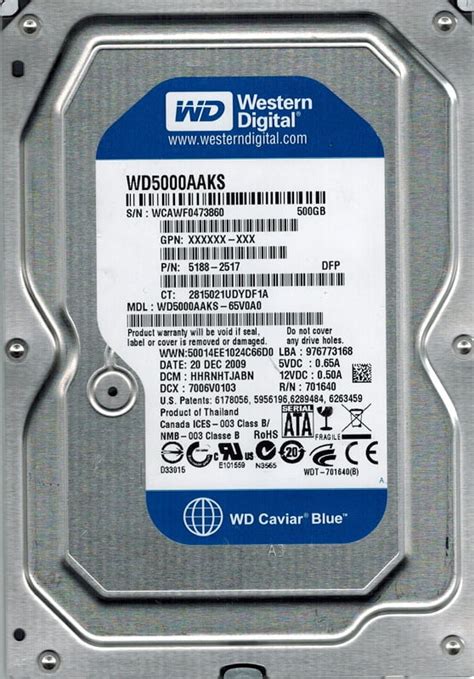 Western Digital WD5000AAKS-65V0A0 500GB DCM: HHRNHTJABN - Walmart.com