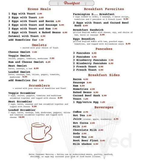 Farmington D menus in Farmington, Maine, United States