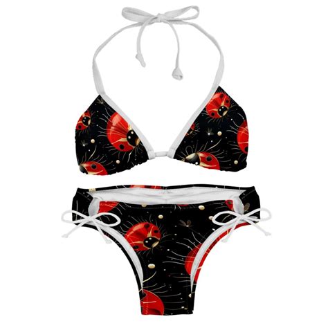 Seven Starred Ladybird Chic One Piece Swimsuits Bikini Set Detachable Sponge Adjustable Strap
