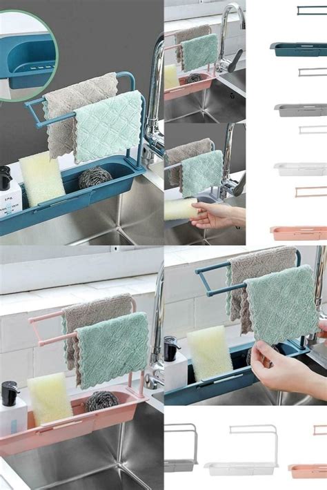 Sink Rack Holder Expandable Storage Drain Basket For Kitchen Modern