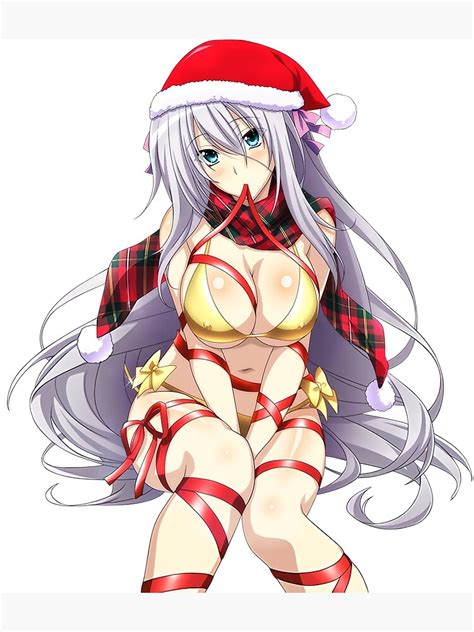 Rossweisse Christmas High School Dxd Anime Girl Waifu Hot Metal Print By Waifusama Redbubble
