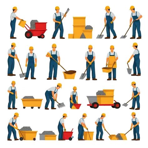 Manual Labor Vector Set White Background Isolated Premium Ai