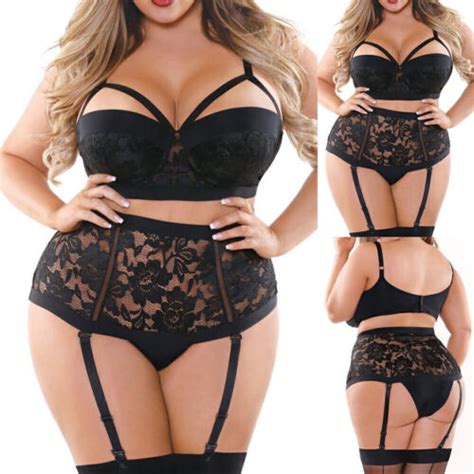 Women Lace Sexy Lingerie Push Up Bra Briefs Garter Belt Underwear Set Nightwear EBay