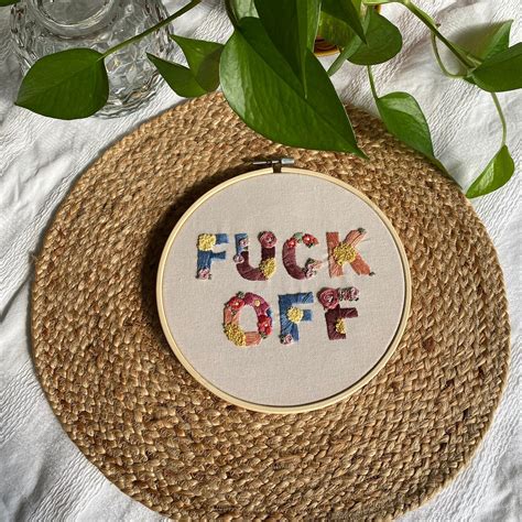 Fuck Off Hand Needlepoint Hand Embroidery Digital PDF Etsy