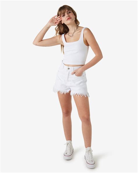 Riachuelo Short Jeans Color Feminino Hot Pants Destroyed Branco