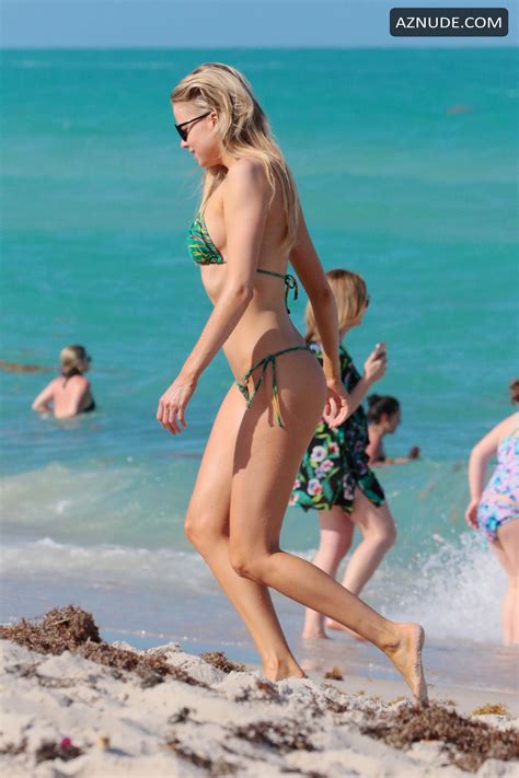 Louisa Warwick Sexy Model In A Green Thong Bikini At The Beach In Miami Aznude