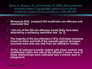 Of Legislative History Of Sex Offender Residence Restrictions Ppt