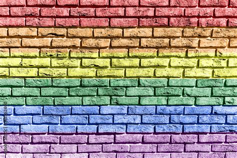 Rainbow LGBTQ Or Gay Pride Flag On Brick Wall Texture Abstract Background Stock Photo Adobe