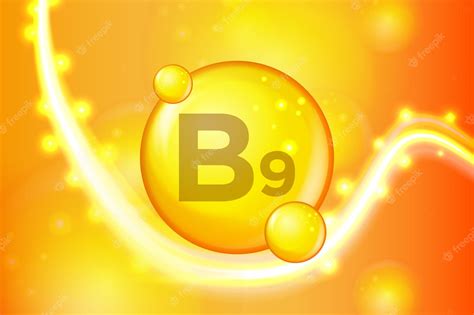 Premium Vector | Vitamin b9 gold shining pill capsule icon vitamin ...