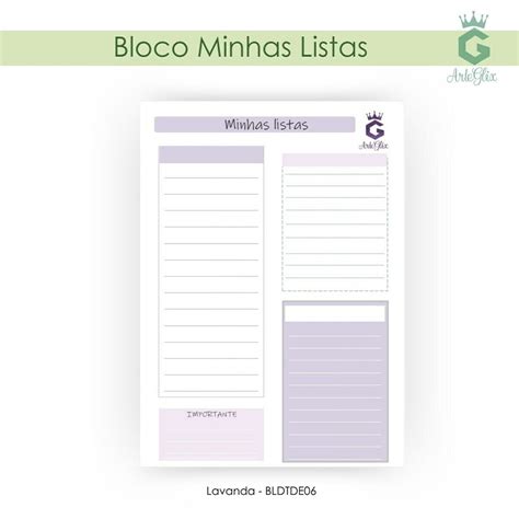 Bloco Minhas Listas Comprar Em Glix