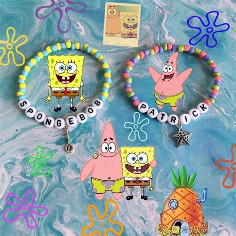 Pulseira Bob Esponja Patrick Pulseiras De Missangas Pulseiras De