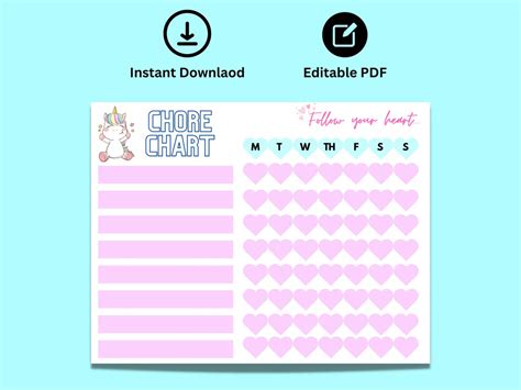 Kids Chore Chart-editable & Instant Download - Etsy