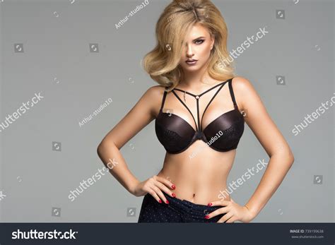 Sensual Beautiful Blonde Woman Posing Black Stock Photo 739199638 Shutterstock
