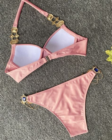 Thin Strap Studded Bikini Set
