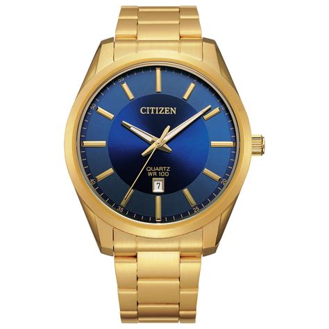 Citizen Citizen Mens Gold Tone Stainless Steel Blue Dial Watch