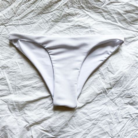 Ribbed White Medium Coverage Bikini Bottom Seamless Bikini Cheeky Bikini Bottom Handmade
