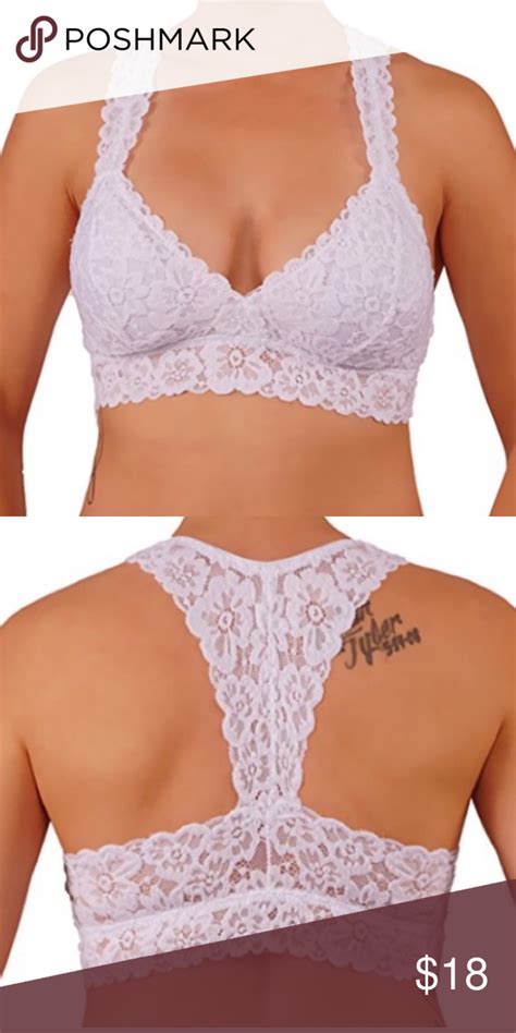 Itzon White Lace Floral Racerback Bra Padded White Lace Bralette Lace Bralette Floral Lace