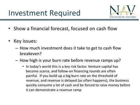 investment required show  financial