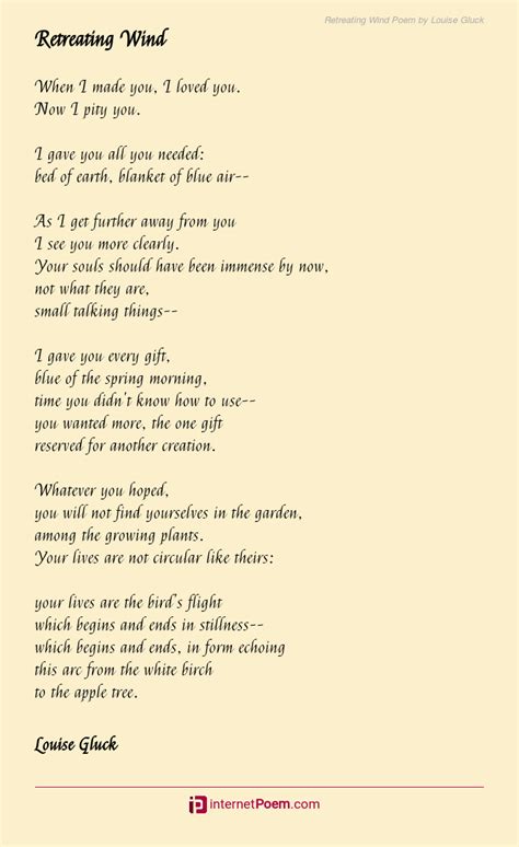 Retreating Wind Poem by Louise Gluck