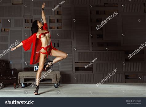 Sexy Dancer Red Lingerie Striking Pose Stock Photo 474479224 Shutterstock