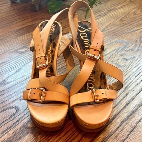 Sam Edelman Shoes Nwot Sam Edelman Tan Nude Josie Leather Sandals Strappy Silver Buckle