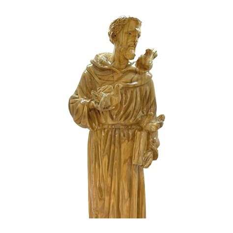 Saint Francis Of Assisi Statue With Dove In Olive Wood Hand Carved In Bethlehem Holy Land Etsy