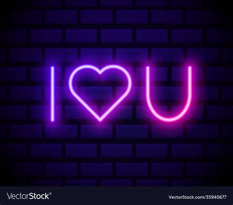 I Love You Neon Heart Sign Neon Text Love You Vector Image