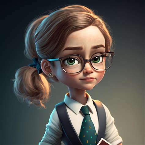 Premium Photo A Cartoon Character With Glasses And A Book In Front Of