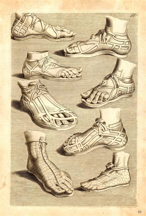 Models Of Ancient Roman Sandals 1675 79 Joachim Von Sandrart German