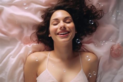 Premium Ai Image Beautiful Naked Girl In Bed Moans With Pleasure Orgasm Sexual Experience