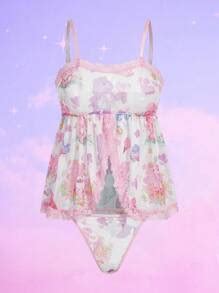 Romwe X Care Bears Lace Teddy Sexy Lingerie Set Shein Uk