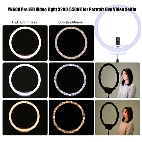 Iluminador LED Ring Light Yongnuo YN 608 Bi Color Fonte Bivolt