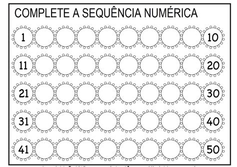 Atividade De Matematica 1 Ano Sequencia Numerica Ate 50
