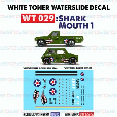 Hot Wheels White Toner Decal WT Shark Mouth Shopee Malaysia