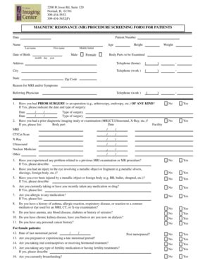 Fillable Online Ftjesse Magnetic Resonance MR Procedure Screening