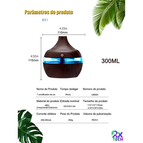 Umidificador De Ar E Difusor Aromatizador Grande 300ml De Ambiente