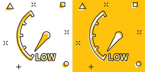 Cartoon Low Level Icon In Comic Style Speedometer Tachometer Sign