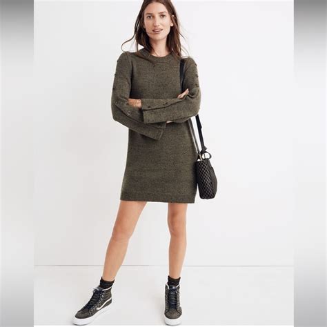 Madewell Dresses Madewell Donegal Buttonsleeve Sweaterdress Wool