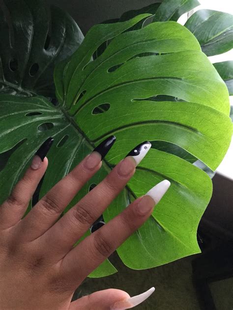Yin Yang Black And White Themed French Tip Nails French Tip Nails