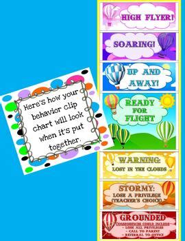 Classroom Behavior Management Clothespin System Hot Air Balloon Theme