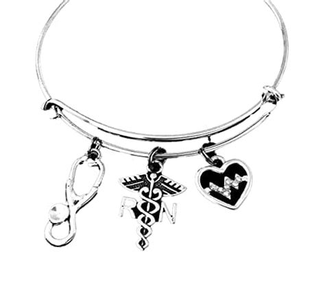 Rn Jewelry Registered Nurse Charm Bracelet Adjustable