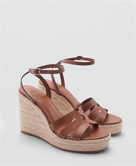 Mango Womens Wedge Strips Sandals Macys