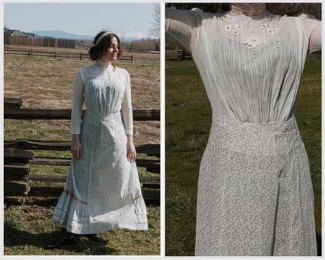 28 Waist 1910s Organza Calico Gown Gem