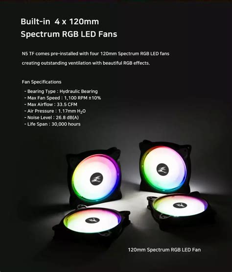 Кутия Zalman N5 TF 4 x 120mm RGB